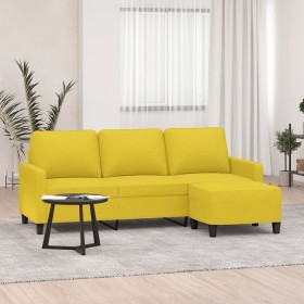 3-seater sofa with light yellow fabric stool 180 cm by , Sofas - Ref: Foro24-3201042, Price: 310,99 €, Discount: %