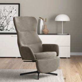 Sillón de relax con reposapiés de terciopelo gris claro de , Sillones - Ref: Foro24-3097495, Precio: 130,99 €, Descuento: %