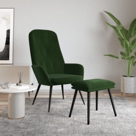 Sillón de relax con taburete terciopelo verde oscuro de , Sillones - Ref: Foro24-3097621, Precio: 143,99 €, Descuento: %