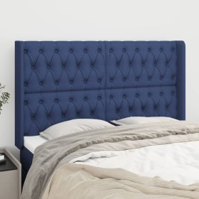 Cabecero con orejas de tela azul 147x16x118/128 cm de , Cabeceros y pies de cama - Ref: Foro24-3119920, Precio: 150,99 €, Des...