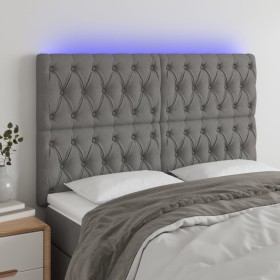 Headboard with LED lights dark gray fabric 144x7x118/128 cm by , Headboards and footboards - Ref: Foro24-3122759, Price: 151,...