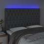 Kopfteil mit LED-Leuchten aus dunkelgrauem Stoff, 144 x 7 x 118/128 cm von , Kopf- und Fußteile - Ref: Foro24-3122759, Preis:...