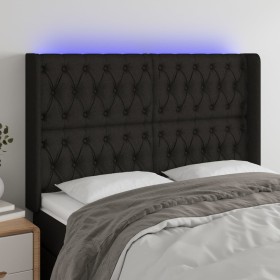 Black fabric headboard with LED 147x16x118/128 cm by , Headboards and footboards - Ref: Foro24-3124384, Price: 160,99 €, Disc...