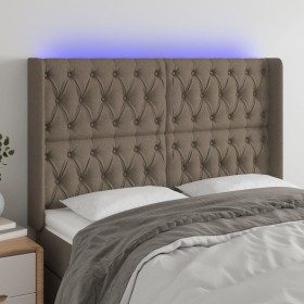 Headboard with LED in taupe gray fabric 147x16x118/128 cm by , Headboards and footboards - Ref: Foro24-3124386, Price: 160,99...