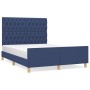 Estructura de cama con cabecero de tela azul 140x190 cm de , Camas y somieres - Ref: Foro24-3125298, Precio: 275,37 €, Descue...