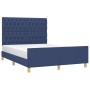 Estructura de cama con cabecero de tela azul 140x190 cm de , Camas y somieres - Ref: Foro24-3125298, Precio: 275,37 €, Descue...