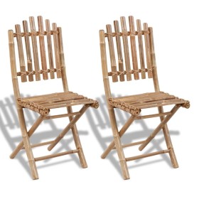 Folding garden chairs 2 units bamboo by vidaXL, Garden chairs - Ref: Foro24-41498, Price: 90,75 €, Discount: %