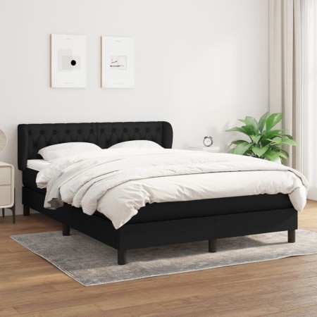 Cama box spring con colchón tela negro 140x200 cm de , Camas y somieres - Ref: Foro24-3126487, Precio: 476,05 €, Descuento: %