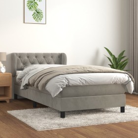 Box spring bed with light gray velvet mattress 80x200 cm by , Beds and slatted bases - Ref: Foro24-3127637, Price: 298,71 €, ...