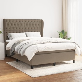 Box spring bed with taupe gray fabric mattress 140x190 cm by , Beds and slatted bases - Ref: Foro24-3128201, Price: 586,95 €,...