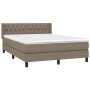 Box spring bed with taupe gray fabric mattress 140x200 cm by , Beds and slatted bases - Ref: Foro24-3129957, Price: 473,59 €,...