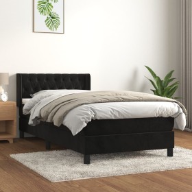 Box spring bed with black velvet mattress 100x200 cm by , Beds and slatted bases - Ref: Foro24-3131125, Price: 345,99 €, Disc...