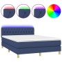 Cama box spring colchón y luces LED tela azul 140x190 cm de , Camas y somieres - Ref: Foro24-3133955, Precio: 462,21 €, Descu...