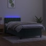 Cama box spring colchón y LED terciopelo verde oscuro 90x200 cm de , Camas y somieres - Ref: Foro24-3134564, Precio: 322,19 €...