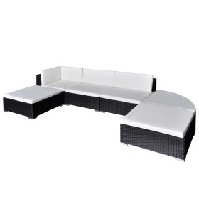 6-piece garden furniture set and black synthetic rattan cushions by vidaXL, Garden sets - Ref: Foro24-41273, Price: 426,99 €,...