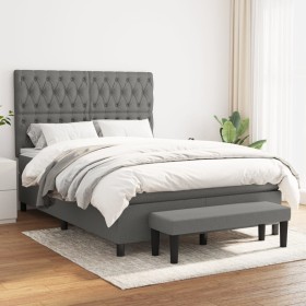 Cama box spring con colchón tela gris oscuro 140x190 cm de , Camas y somieres - Ref: Foro24-3136830, Precio: 619,58 €, Descue...