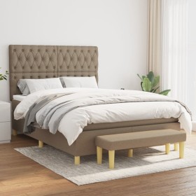 Box spring bed with taupe gray fabric mattress 140x200 cm by , Beds and slatted bases - Ref: Foro24-3137401, Price: 634,04 €,...