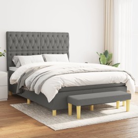 Cama box spring con colchón tela gris oscuro 140x200 cm de , Camas y somieres - Ref: Foro24-3137398, Precio: 559,99 €, Descue...