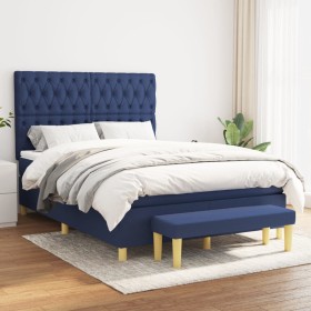 Cama box spring con colchón tela azul 140x200 cm de , Camas y somieres - Ref: Foro24-3137403, Precio: 566,99 €, Descuento: %