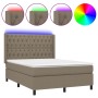 Boxspringbett mit Matratze und LED-Leuchten taupegrauer Stoff 140x190 cm von , Betten und Lattenroste - Ref: Foro24-3138553, ...