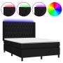 Cama box spring colchón y luces LED tela negro 140x190 cm de , Camas y somieres - Ref: Foro24-3138551, Precio: 583,41 €, Desc...