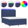 Cama box spring colchón y luces LED tela azul 140x190 cm de , Camas y somieres - Ref: Foro24-3139115, Precio: 588,50 €, Descu...