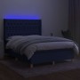 Box spring bed mattress and LED lights blue fabric 140x190 cm by , Beds and slatted bases - Ref: Foro24-3139115, Price: 588,5...