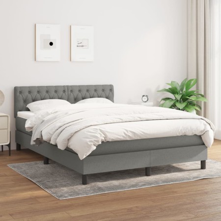 Cama box spring con colchón tela gris oscuro 140x190 cm de , Camas y somieres - Ref: Foro24-3140290, Precio: 469,32 €, Descue...