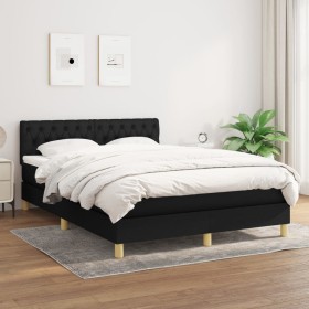 Cama box spring con colchón tela negro 140x190 cm de , Camas y somieres - Ref: Foro24-3140851, Precio: 432,99 €, Descuento: %