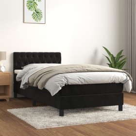 Box spring bed with black velvet mattress 100x200 cm by , Beds and slatted bases - Ref: Foro24-3141469, Price: 329,42 €, Disc...