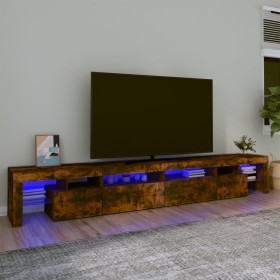 Mueble de TV con luces LED color roble ahumado 260x36,5x40 cm de , Muebles TV - Ref: Foro24-3152823, Precio: 164,48 €, Descue...