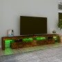 Mueble de TV con luces LED color roble ahumado 260x36,5x40 cm de , Muebles TV - Ref: Foro24-3152823, Precio: 172,79 €, Descue...