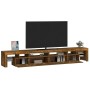 Mueble de TV con luces LED color roble ahumado 260x36,5x40 cm de , Muebles TV - Ref: Foro24-3152823, Precio: 172,79 €, Descue...