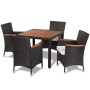 Set comedor de jardín 5 piezas y cojines ratán sintético negro de vidaXL, Conjuntos de jardín - Ref: Foro24-41307, Precio: 44...