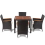 Set comedor de jardín 5 piezas y cojines ratán sintético negro de vidaXL, Conjuntos de jardín - Ref: Foro24-41307, Precio: 44...