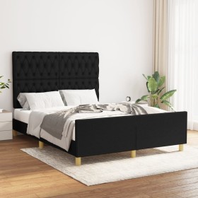 Estructura de cama con cabecero de tela negro 140x200 cm de , Camas y somieres - Ref: Foro24-3125302, Precio: 274,99 €, Descu...