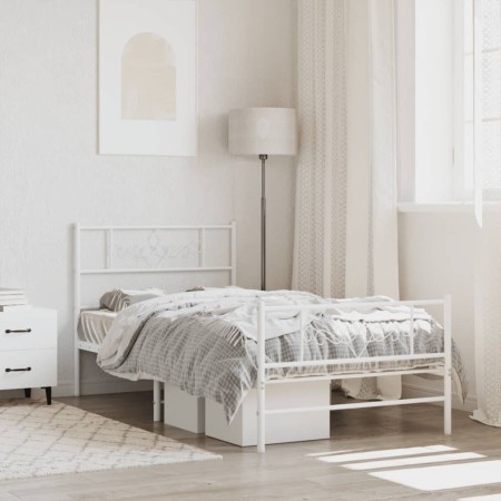 Metal bed frame with headboard and footboard white 80x200 cm by , Beds and slatted bases - Ref: Foro24-355325, Price: 68,06 €...