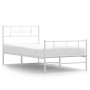 Estructura cama metal con cabecero y pie cama blanca 90x200 cm de , Camas y somieres - Ref: Foro24-355327, Precio: 84,42 €, D...