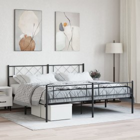 Black metal headboard and footboard bed frame 183x213 cm by , Beds and slatted bases - Ref: Foro24-372300, Price: 118,99 €, D...