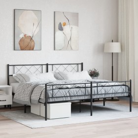 Black metal headboard and footboard bed frame 200x200 cm by , Beds and slatted bases - Ref: Foro24-372302, Price: 123,99 €, D...