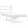 Estructura de cama de metal con cabecero blanco 100x200 cm de , Camas y somieres - Ref: Foro24-372321, Precio: 64,09 €, Descu...