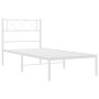 Estructura de cama de metal con cabecero blanco 100x200 cm de , Camas y somieres - Ref: Foro24-372321, Precio: 64,09 €, Descu...