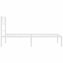 Estructura de cama de metal con cabecero blanco 100x200 cm de , Camas y somieres - Ref: Foro24-372321, Precio: 64,09 €, Descu...