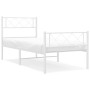 Metal bed frame with headboard and footboard white 90x200 cm by , Beds and slatted bases - Ref: Foro24-372337, Price: 69,28 €...