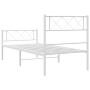 Estructura cama metal con cabecero y pie cama blanca 90x200 cm de , Camas y somieres - Ref: Foro24-372337, Precio: 69,28 €, D...