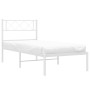 Metal bed frame with white headboard 75x190 cm by , Beds and slatted bases - Ref: Foro24-372316, Price: 64,59 €, Discount: %