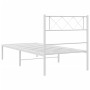 Metal bed frame with white headboard 75x190 cm by , Beds and slatted bases - Ref: Foro24-372316, Price: 64,59 €, Discount: %