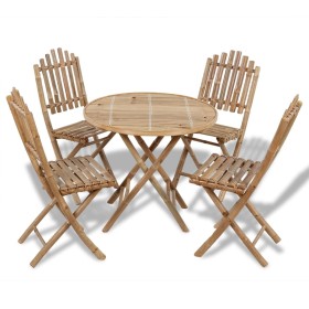 Juego de comedor de jardín plegable 5 piezas de bambú de vidaXL, Conjuntos de jardín - Ref: Foro24-41497, Precio: 232,99 €, D...