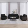 Sofa set with cushions 3 pieces black fabric by , Sofas - Ref: Foro24-3201262, Price: 725,31 €, Discount: %