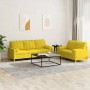 Sofa set with cushions 2 pieces light yellow fabric by , Sofas - Ref: Foro24-3201327, Price: 509,40 €, Discount: %